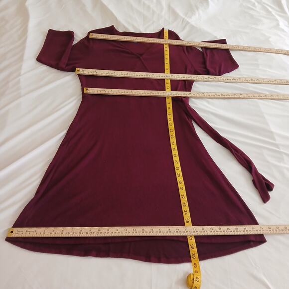 Apt. 9 Women’s L Burgundy Sweater Dress Knit Long Sleeve Wrap Tie Waist NWT - Picture 10 of 15